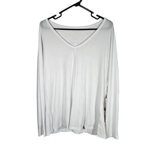 Fabletics Womens‎ Lydia Side Split Long Sleeve Tee White XXL NWT Loose